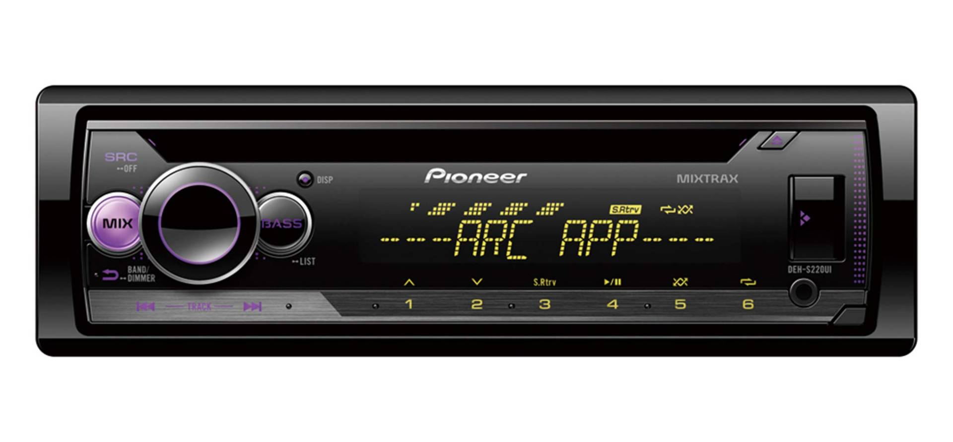 Pioneer DEH-S220UI , 1DIN RDS-Autoradio mit roter Tastenbeleuchtung , Display weiß , Android-Unterstützung , iPhone-Steuerung , 5-Band Equalizer , CD , MP3 , USB , AUX- Eingang , ARC App von Pioneer