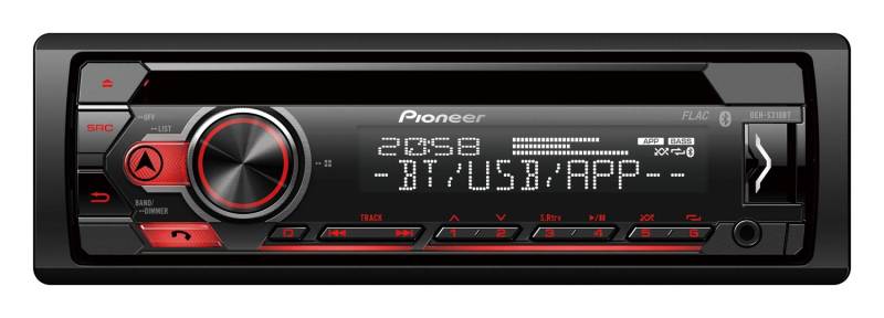 Pioneer DEH-S310BT Multifunktionales CD Autoradio mit Bluetooth Freisprecheinrichtung inkl. externem Mikrofon, USB und AUX-IN - Parallelbetrieb von 2 Telefonen - Abnehmbarer Front Schwarz von Pioneer