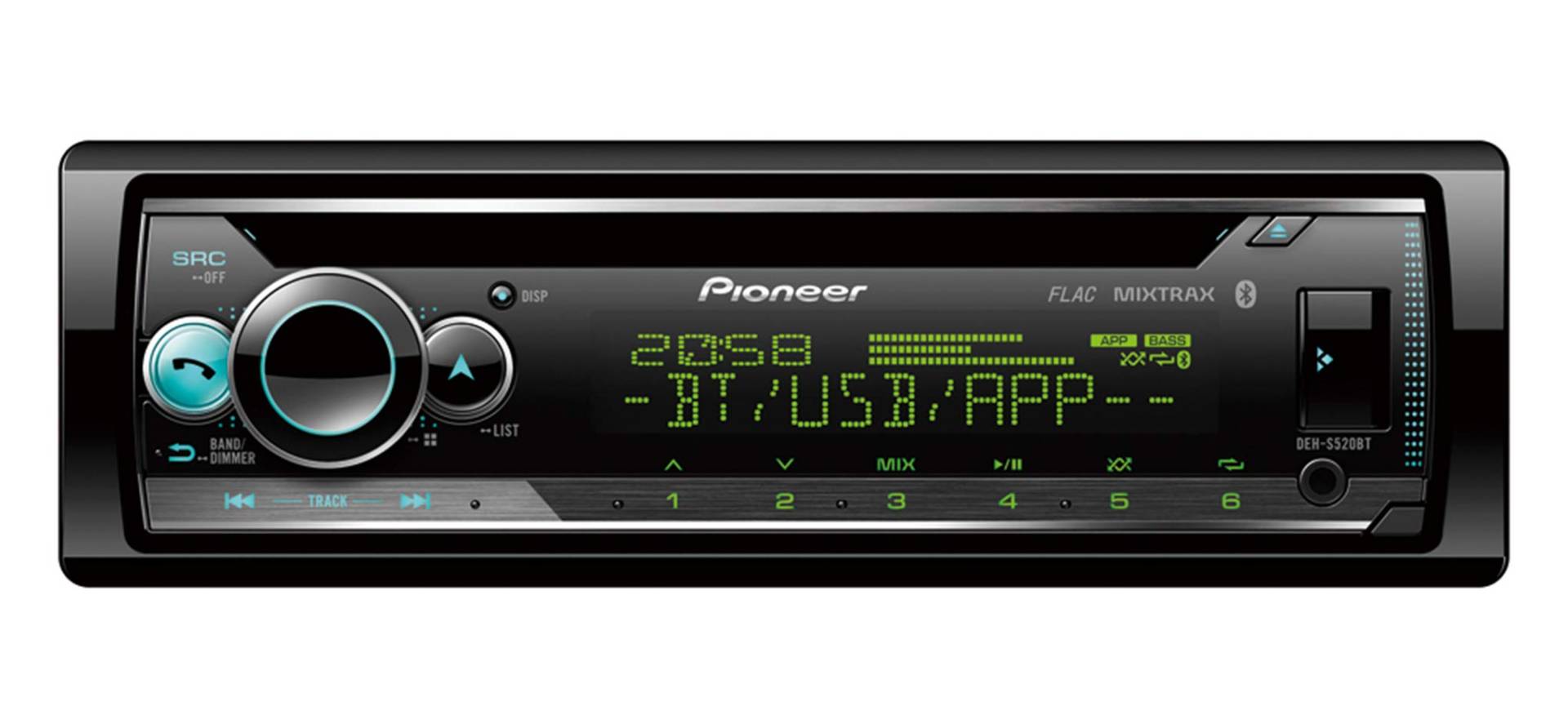 Pioneer DEH-S520BT , 1DIN Autoradio , CD-Tuner mit RDS , Bluetooth , MP3 , USB und AUX-Eingang , RGB – Beleuchtung , Freisprecheinrichtung , Smart Sync App , 13-Band Equalizer , Spotify von Pioneer