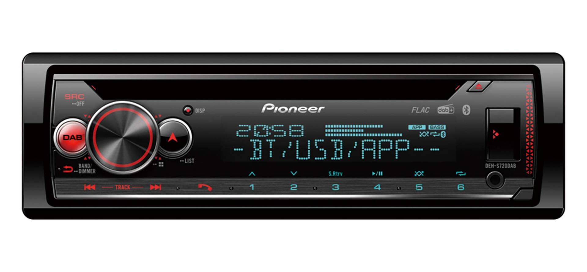Pioneer DEH-S720DAB, 1DIN Autoradio , CD-Tuner mit FM und DAB+ , Bluetooth , MP3 , USB und AUX-Eingang , RGB – Beleuchtung , Freisprecheinrichtung , Smart Sync App , 13- Band Equalizer von Pioneer