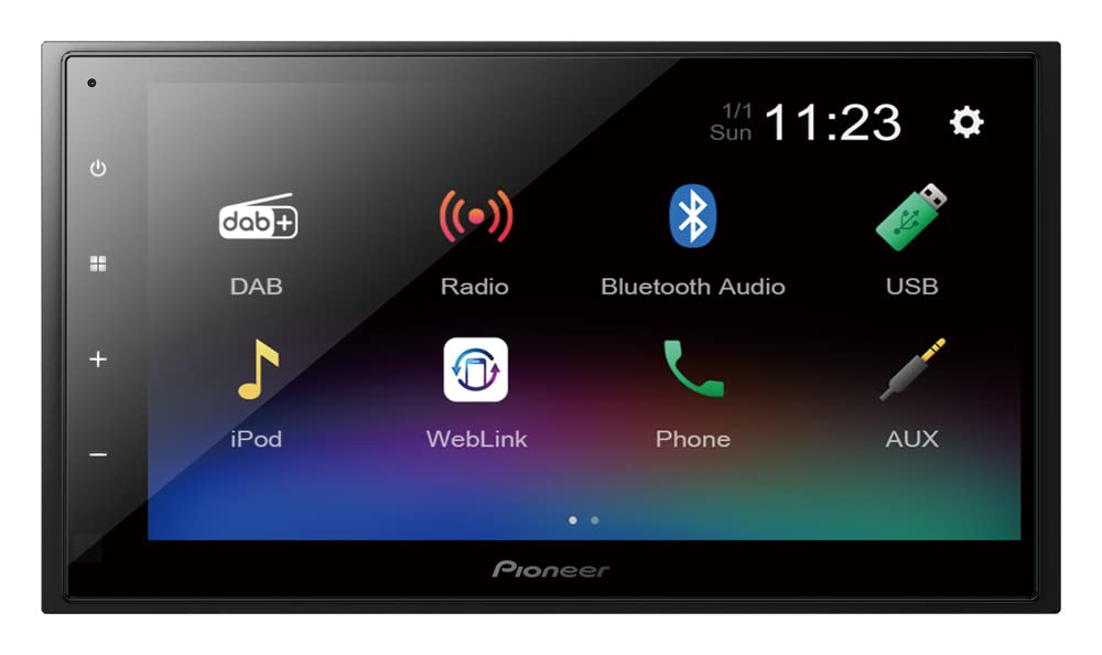 Pioneer DMH-A340DABAN, 2-DIN-Multimedia Player, kurze Einbautiefe, 6,8-Zoll ClearType-Touchscreen, Smartphone-Anbindung, DAB/DAB+ Digitalradio, Bluetooth, 13-Band-Grafikequalizer, inkl. DAB-Antenne von Pioneer