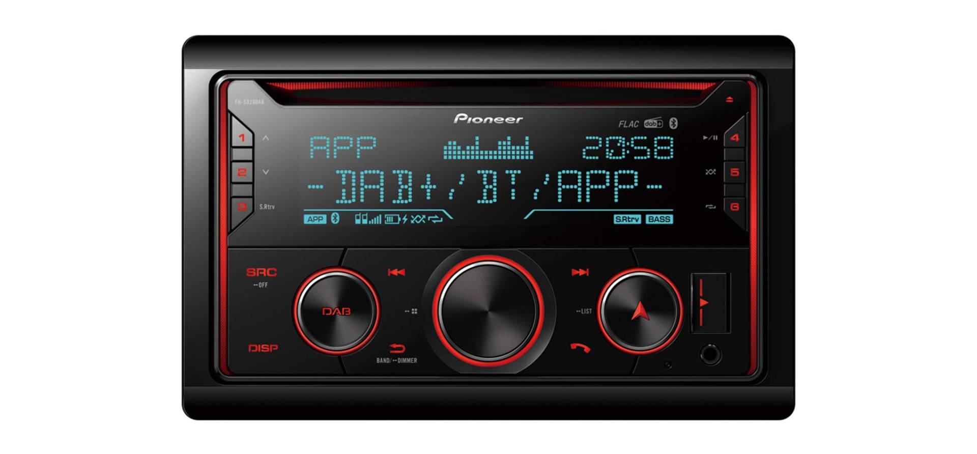 Pioneer FH-S820DAB, 2DIN Autoradio, CD-Tuner mit FM und DAB+, Bluetooth, MP3, USB und AUX-Eingang, RGB – Beleuchtung, Freisprecheinrichtung, 13- Band Equalizer von Pioneer