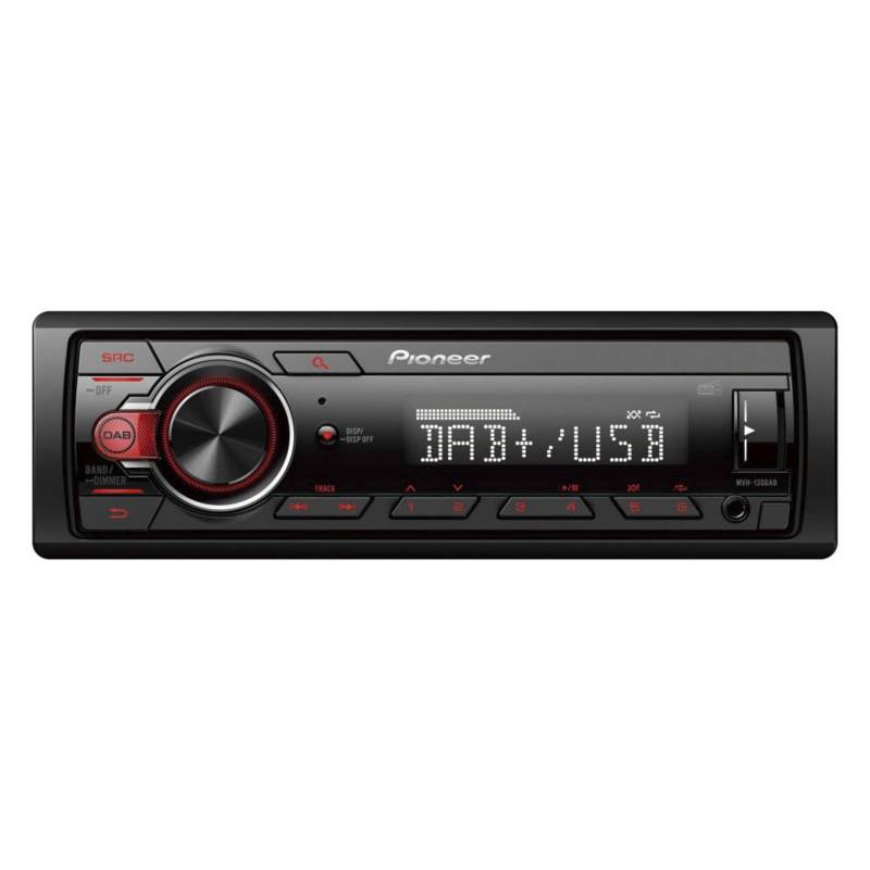 Pioneer MVH-130DABAN mit DAB Antenne, 1DIN Autoradio mit RDS und DAB+, USB, AUX-Eingang, geringe Einbautiefe von Pioneer