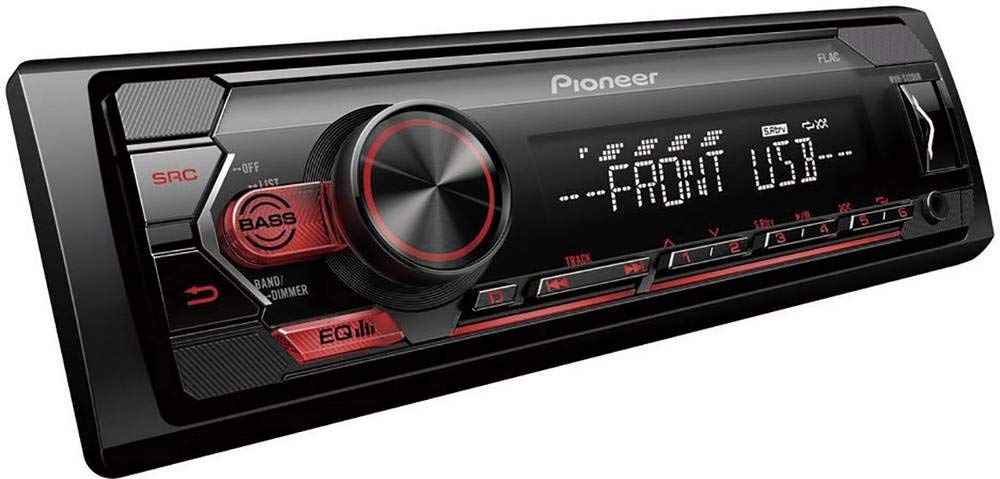 Pioneer MVH-S120UB | 1DIN Autoradio mit RDS | rot | halbe Einbautiefe | 4x50Watt | USB | MP3 | AUX-Eingang | Android-Unterstützung | 5-Band Equalizer | ARC App von Pioneer