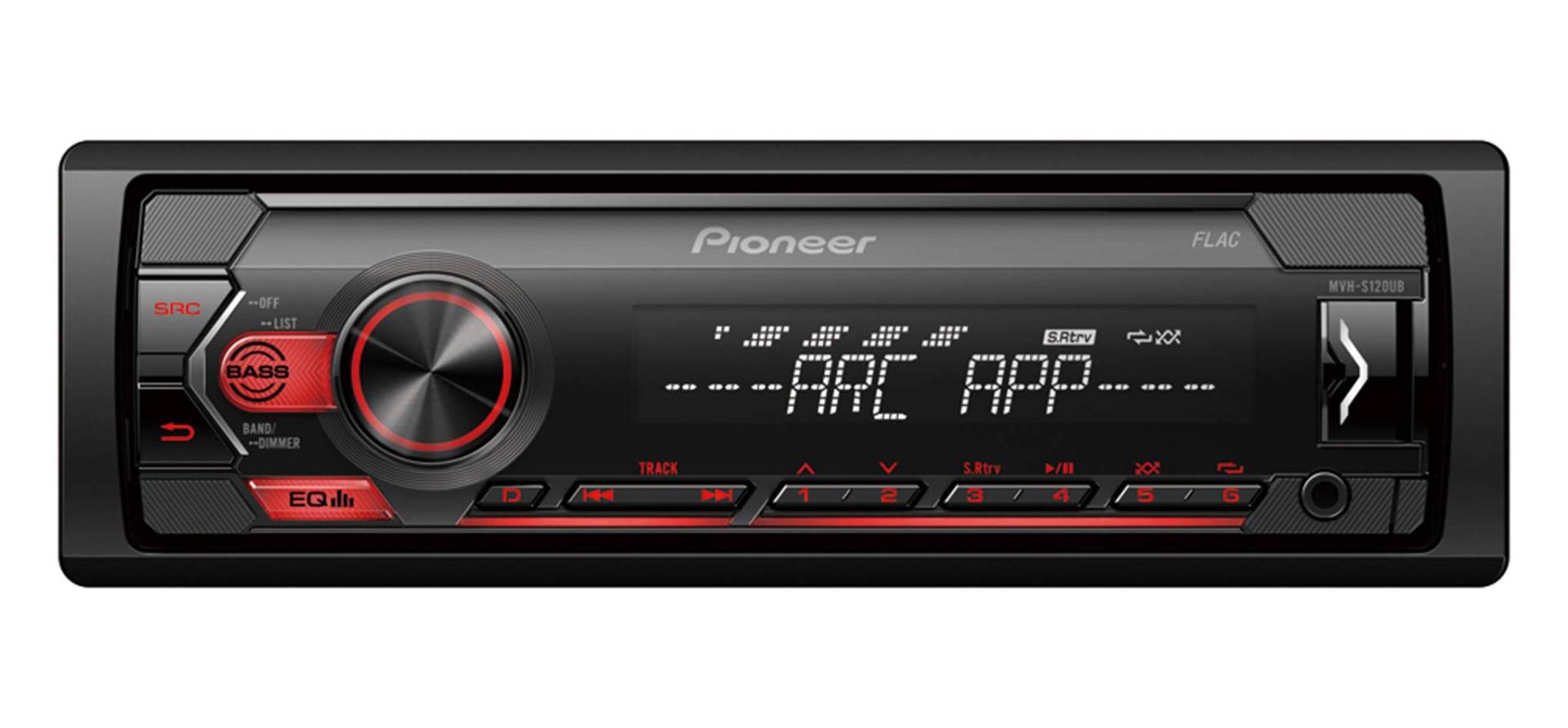 Pioneer MVH-S120UB | 1DIN Autoradio mit RDS | rot | halbe Einbautiefe | 4x50Watt | USB | MP3 | AUX-Eingang | Android-Unterstützung | 5-Band Equalizer | ARC App von Pioneer