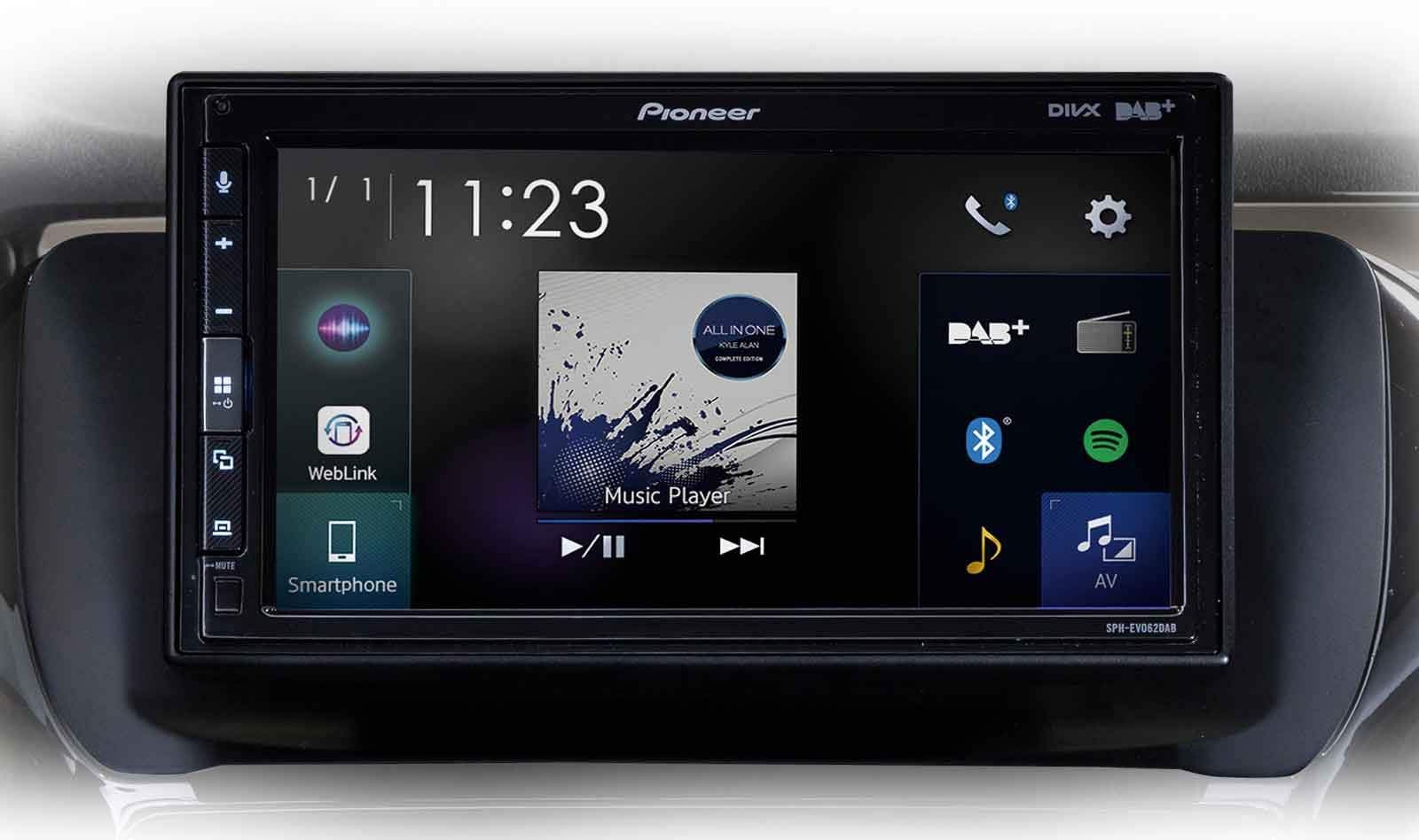 Pioneer SPH-EVO62DAB-208 Mediacenter für Peugeot 208/2008 – 6,8-Zoll Touchscreen, 1,5A Quick-Charging USB, Apple CarPlay, Android Auto, DAB/DAB+ Digitalradio, Bluetooth, 13-Band-Equalizer von Pioneer