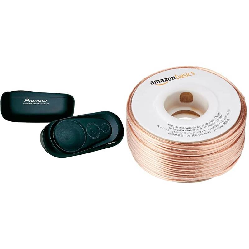 Pioneer TS-X 150 3-Weg-System Auto-Aufbaulautsprecher 60 W schwarz & Amazon Basics 16-Gauge Speaker Wire - 100 Feet von Pioneer