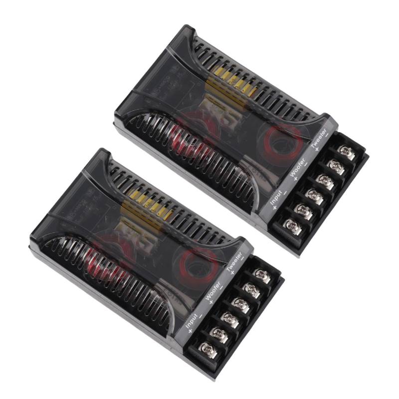 2 Stück 2-Wege-Auto-Audio-Crossover, Motoren-Audio-Zwei-Wege-Lautsprecher-Splitter, Auto-Audio-Frequenzteiler, 2-Wege-Lautsprecher-Frequenzteiler, Autozubehör von Pissente