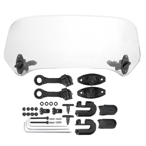 Windschild Motorrad, Universal Windschutzscheibe Bildschirmverlängerung Clip-on-Verlängerungsspoiler Modifizierter Motorcycle Modified Windscreen(Transparenter Kleiner Stil) von Pissente