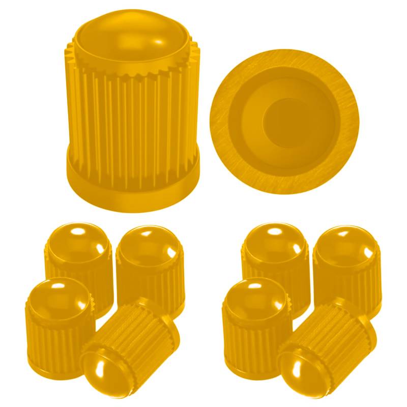 Pitlane Performance® Ventilkappen 10 Stück Ventildeckel Auto-Reifen Ventilabdeckung Reifenventil-Kappen Autoventil-Kappen PKW, SUV, Motorrad, Fahrrad für alle Schrader-Ventile (Gelb) von Pitlane Performance