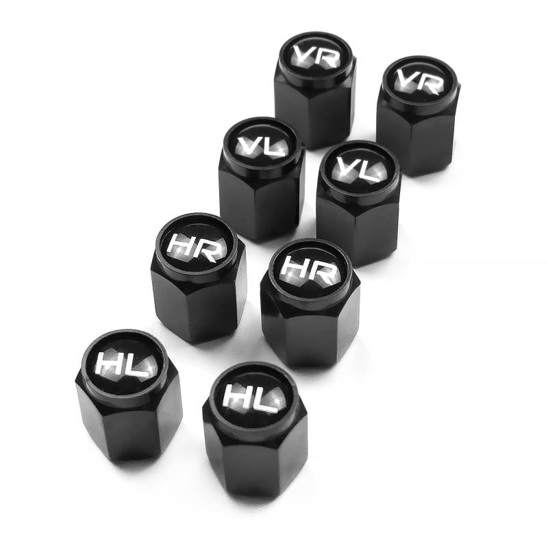 Pitlane Performance® Ventilkappen mit Beschriftung 8er Set; Ventildeckel mit Kennzeichnung ideal zum Einlagern von Winterreifen & Sommerreifen für PKW, SUV, Mottorad UVM. (Schwarz) von Pitlane Performance