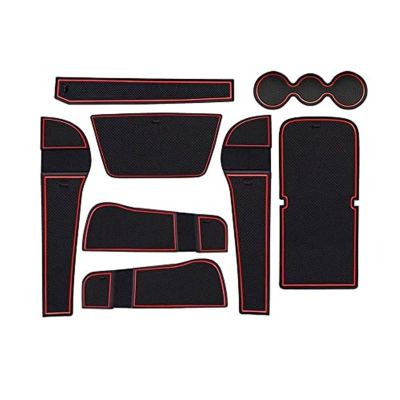 Pizgear, for Karoq, 2017-2023 Auto Gummimatten, Autotürschlitzmatte Armlehne Getränkehaltermatte Mittelkonsole Antirutschmatte, for Karoq, Zubehör Gummimatte, 8 Stück/Packung Anti-Rutsch-Matte für da von Pizgear