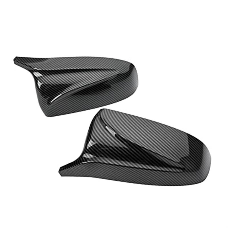 Pizgear 1 Paar M-Style Carbonfaser-Look/Schwarz glänzende Rückspiegel-Abdeckkappen, Ersatz for, X5 E70 X6 E71 2007-2013, Ersatzteile for Außenspiegel Auto-Außenspiegelabdeckung(Black Carbon Fiber LOO von Pizgear