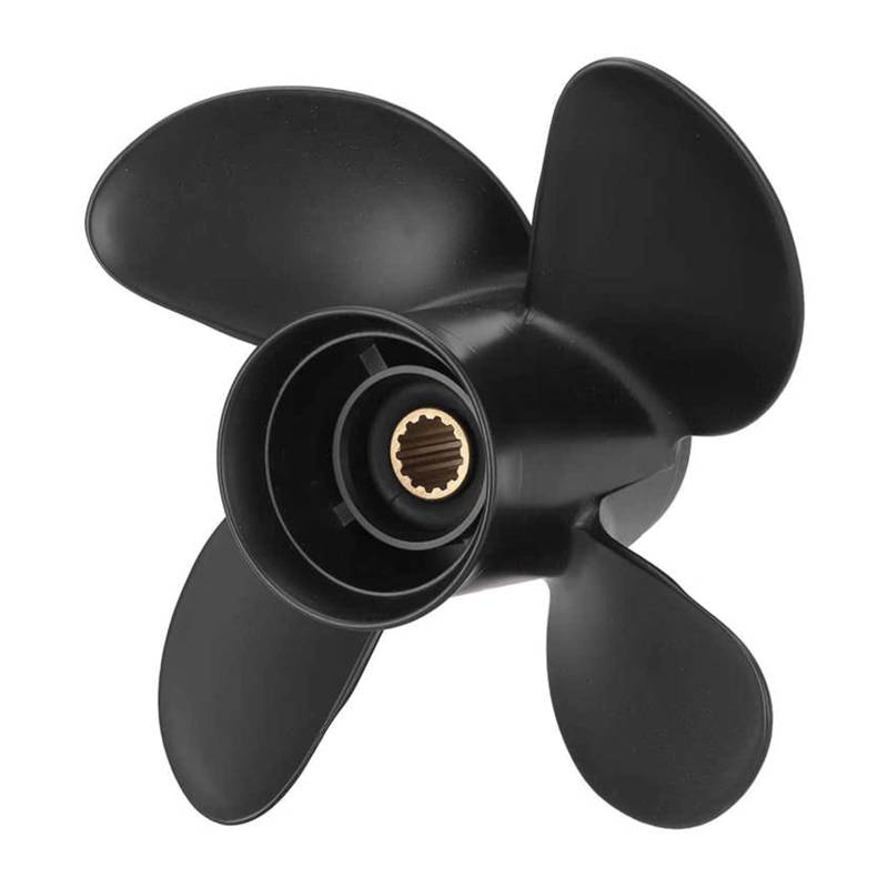 Pizgear 10,6 x 12 RH Außenbordpropeller 4 Blätter 13 Keilzahn Aluminiumlegierung 25-70 PS Motor Bootsmotoren Propeller Propeller für Boote von Pizgear
