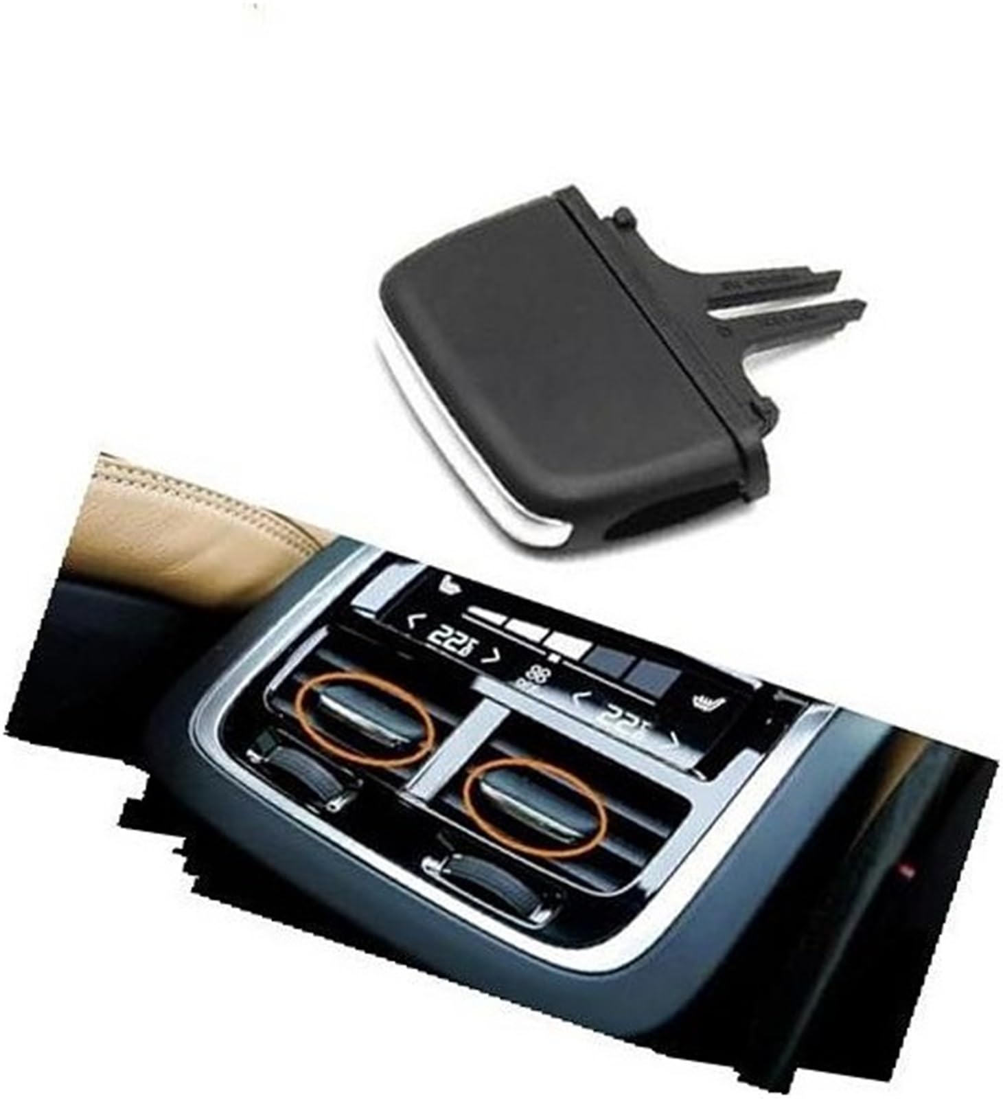 Pizgear Armaturenbrett-Entlüftungsinnenraum, Auto-hinterer Entlüftungsgitter-Auslass-Schiebeknopf, Laschenclip-Reparatursatz, for Volvo, V90 S90 XC90 2016–2024 Auto-Lüftungsclip(Black 1pc) von Pizgear