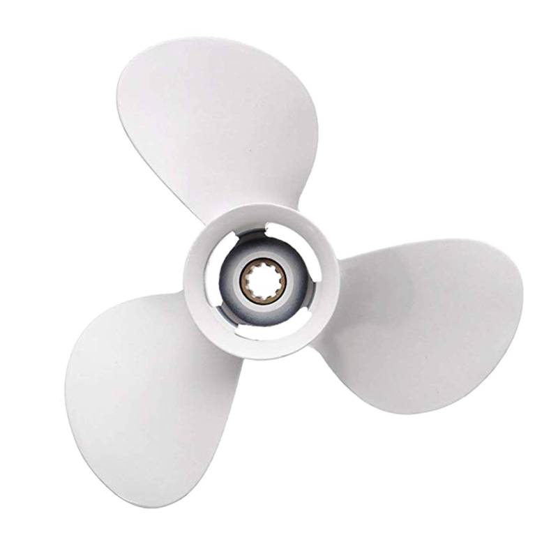 Pizgear Außenbordpropeller 664-45954-01-El 9-7/8 x 12 Passend for 20-30 PS Aluminiumlegierung 3-Blatt Schwarz 10 Spline-Zähne R Rotat Propeller für Boote von Pizgear