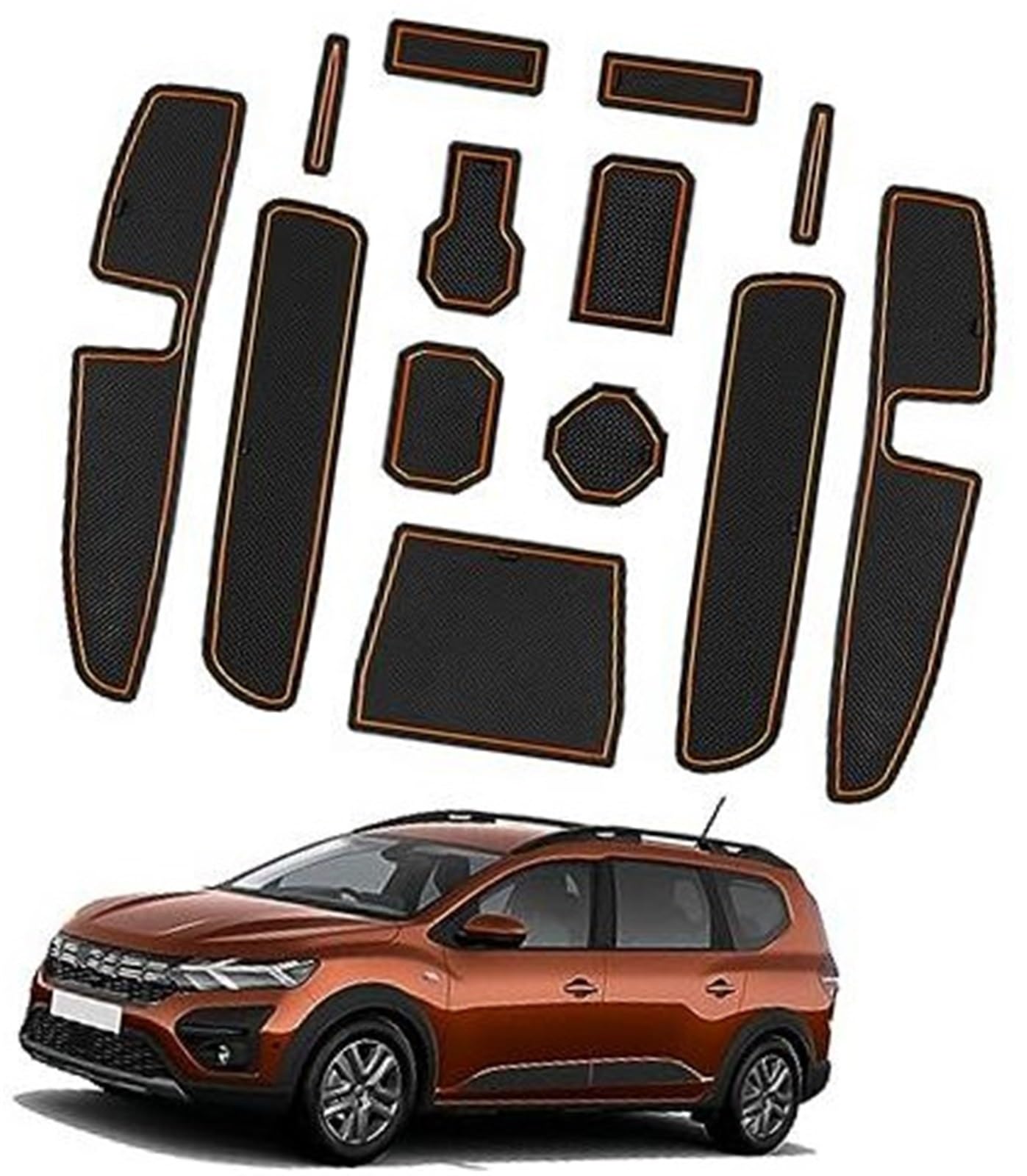 Pizgear For Dacia, Jogger 2022 2023 2024 Hybrid/Extreme, Gummimatten Mittelkonsole Antirutschmatten Getränkehalter Gummimatte Armlehne Jogger Hybrid Extreme Zubehör Anti-Rutsch-Matte für das Armaturen von Pizgear