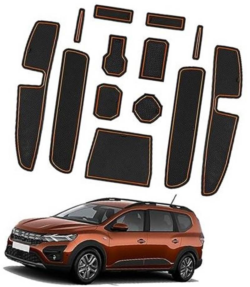 Pizgear For Dacia, Jogger 2022 2023 2024 Hybrid/Extreme, Gummimatten Mittelkonsole Antirutschmatten Getränkehalter Gummimatte Armlehne Jogger Hybrid Extreme Zubehör Anti-Rutsch-Matte für das Armaturen von Pizgear