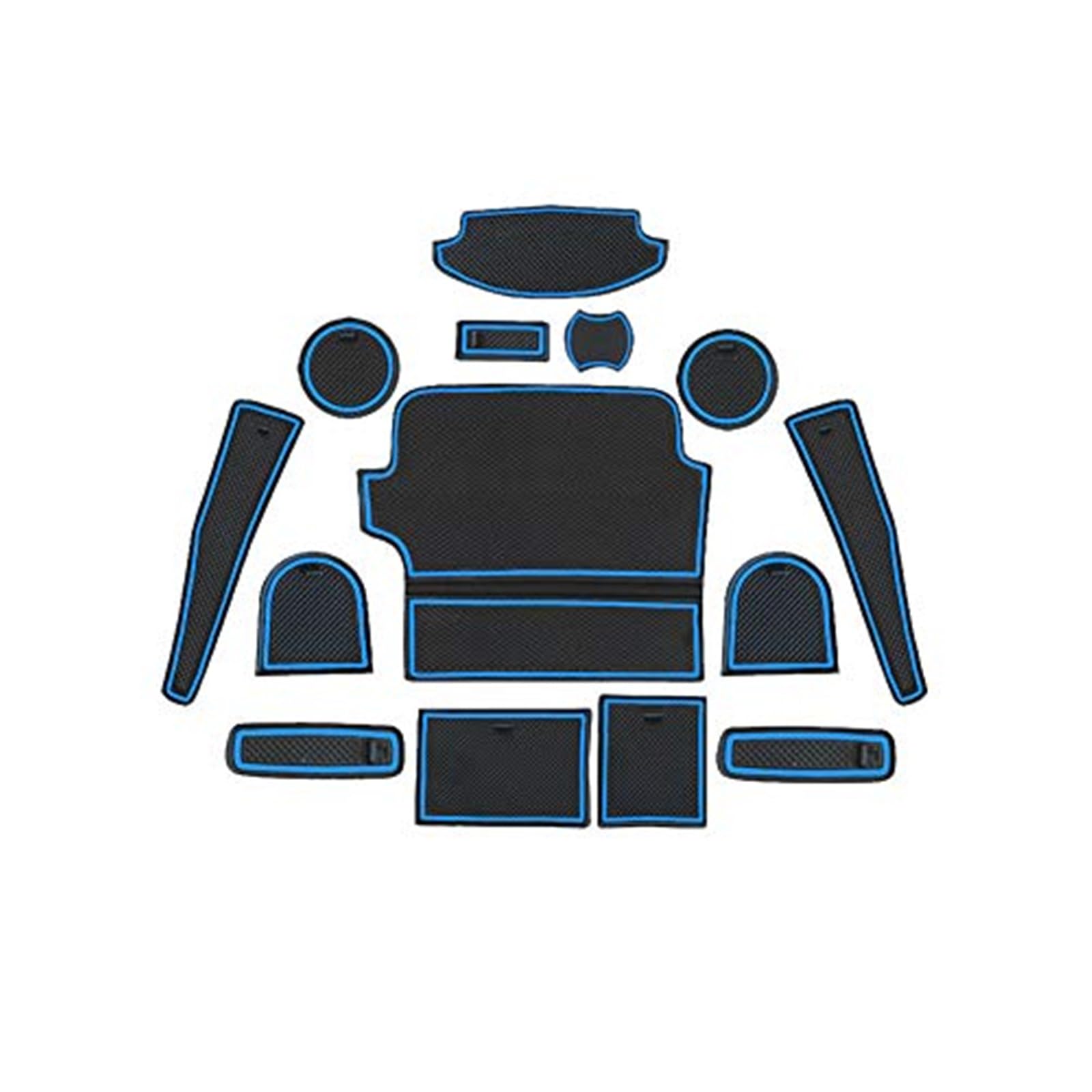 Pizgear For Fiesta, MK8 Auto rutschfeste Gummimatten (für Rechtslenker), Autotürschlitzmatte, Getränkehaltermatte, Armlehne, Mittelkonsolen, Innendekoration, 14-tlg. Anti-Rutsch-Matte für das Armature von Pizgear