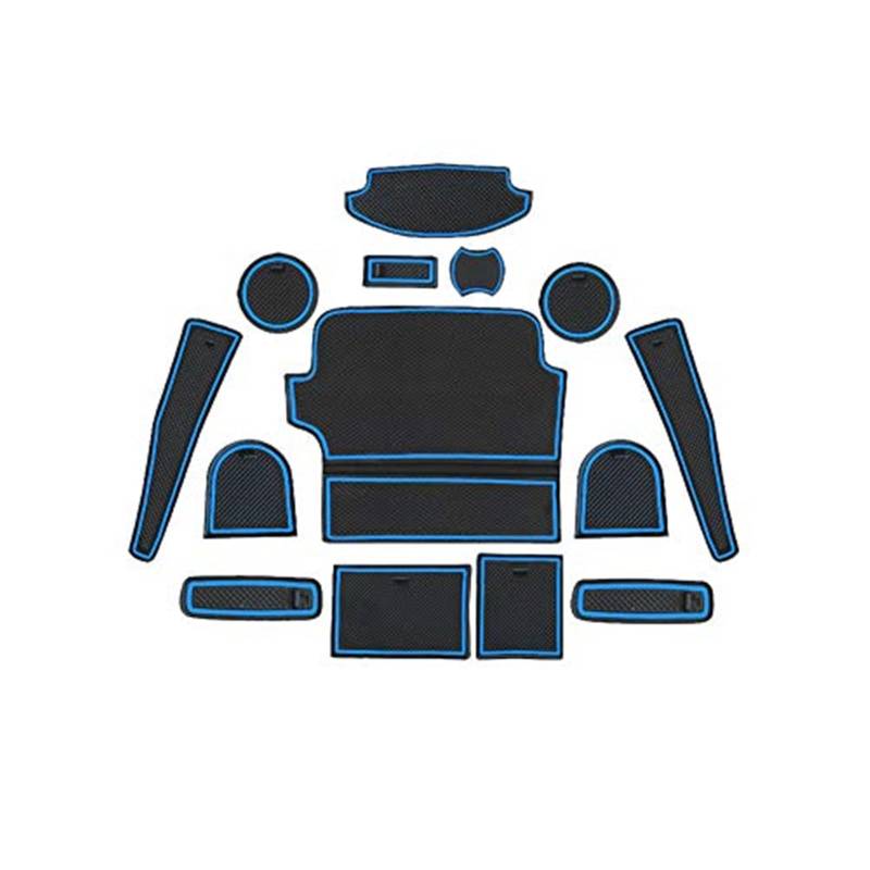 Pizgear For Fiesta, MK8 Auto rutschfeste Gummimatten (für Rechtslenker), Autotürschlitzmatte, Getränkehaltermatte, Armlehne, Mittelkonsolen, Innendekoration, 14-tlg. Anti-Rutsch-Matte für das Armature von Pizgear
