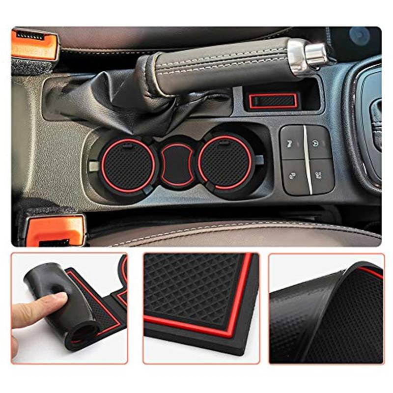 Pizgear For Fiesta, MK8 Auto rutschfeste Gummimatten (für Rechtslenker), Autotürschlitzmatte, Getränkehaltermatte, Armlehne, Mittelkonsolen, Innendekoration, 14-tlg. Anti-Rutsch-Matte für das Armature von Pizgear