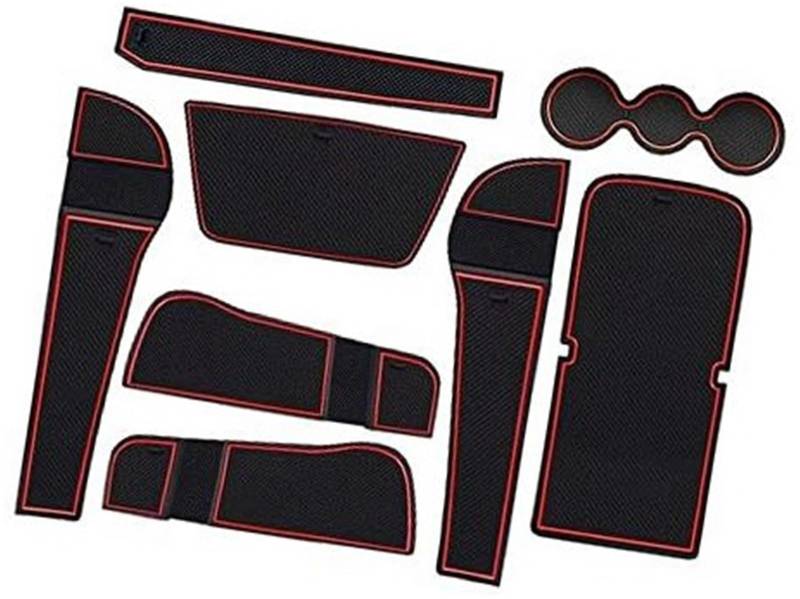 Pizgear For Karoq, 2017-2023 Auto Gummimatten, Autotürschlitzmatte Armlehne Getränkehaltermatte Mittelkonsole Antirutschmatte, for Karoq, Zubehör Gummimatte, 8 Stück/Paket Anti-Rutsch-Matte für das Ar von Pizgear