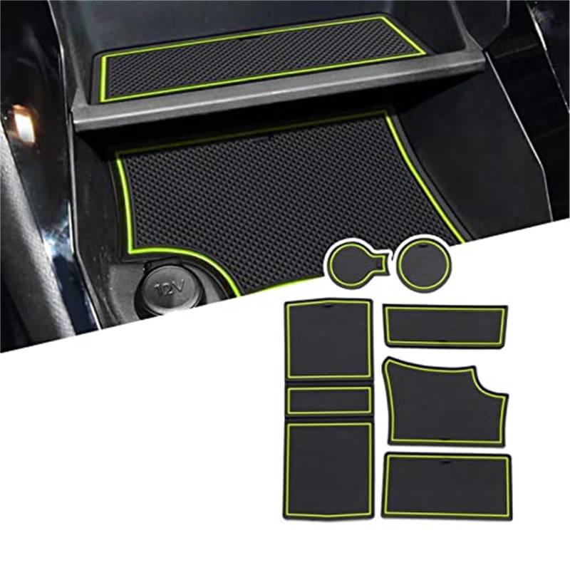 Pizgear For Peugeot, 208 e-208 Auto rutschfeste Gummimatten (für Rechtslenker), Autotürschlitzmatte, Getränkehaltermatte, Armlehne, Mittelkonsolen, Innendekoration, 6-tlg Anti-Rutsch-Matte für das Arm von Pizgear