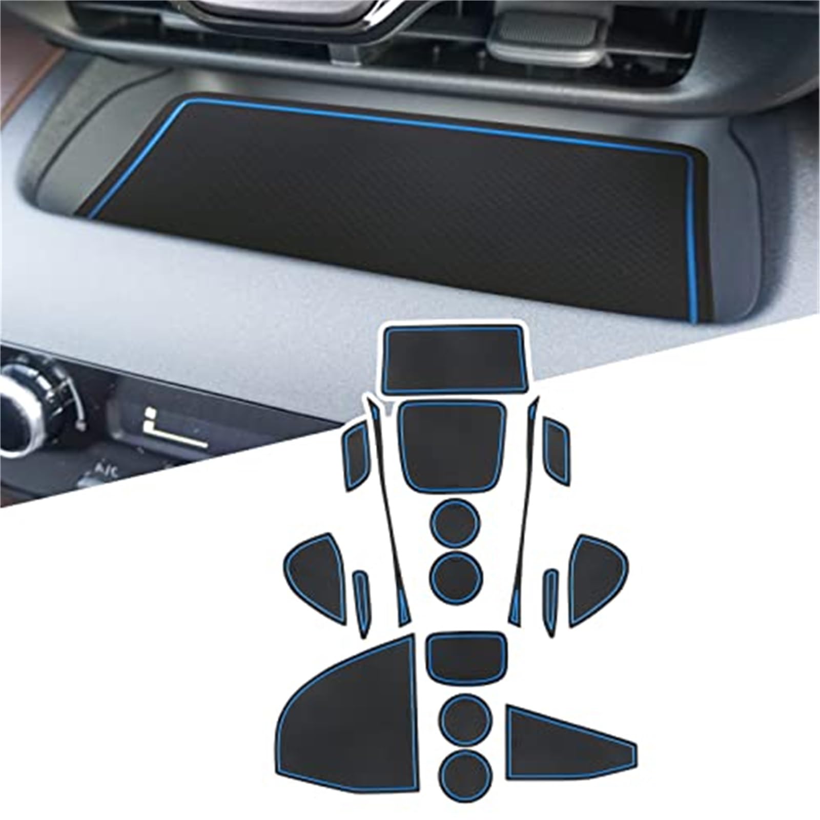 Pizgear For Toyota, for Yaris Cross SUV 2021 2022 Auto rutschfeste Gummimatten (für Rechtslenker), Autotürschlitz-Pad-Matte, Getränkehaltermatte, Armlehne, Mittelkonsolen, Innendekoration, 17-tlg Anti von Pizgear