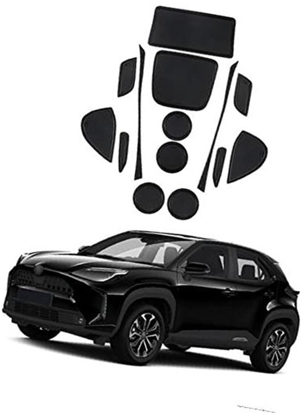 Pizgear For toYota, for Yaris Cross SUV 2011 2022 (Links Rud) Gummimatten, Auto-Mittelkonsole Anti-Rutsch-Matten, Bechermatten, Getränkehalter, Armlehnen-Türschlitz, Yaris-Autozubehör Anti-Rutsch-Matt von Pizgear
