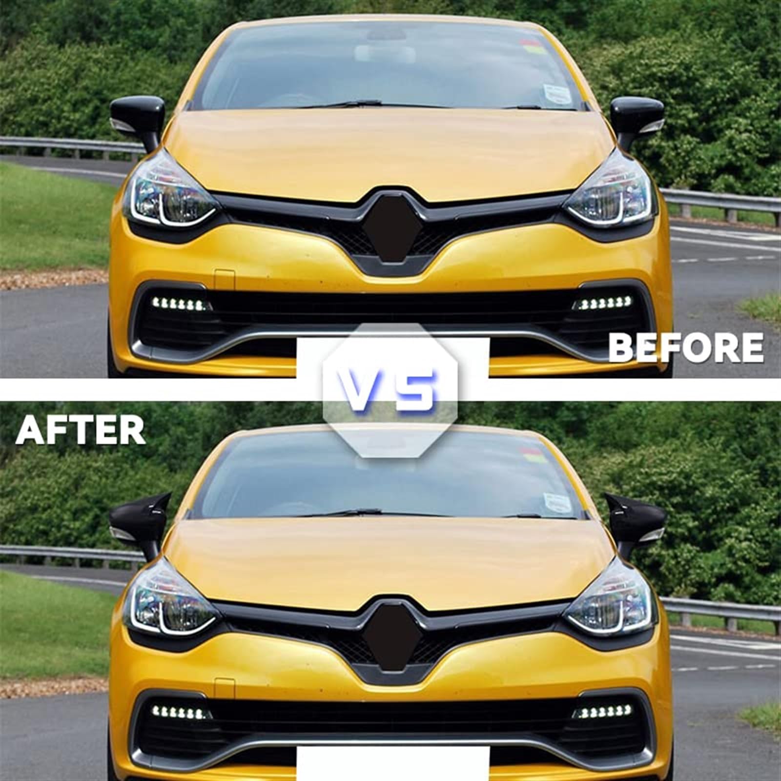 Pizgear Seitenspiegelabdeckung for Autotüren, for Renault Clio 4 MK4, Seitenspiegelkappe, Aufkleber, Zierleiste, Außenspiegel, Ersatzteile Auto-Außenspiegelabdeckung(Black Carbon Fiber Pattern) von Pizgear