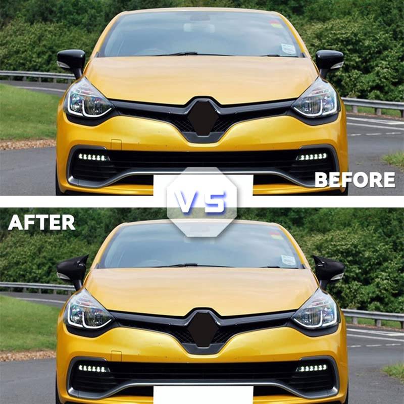 Pizgear Seitenspiegelabdeckung for Autotüren, for Renault Clio 4 MK4, Seitenspiegelkappe, Aufkleber, Zierleiste, Außenspiegel, Ersatzteile Auto-Außenspiegelabdeckung(Black Carbon Fiber Pattern) von Pizgear