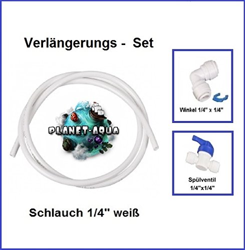 Side-by-Side Kühlschrank VERLÄNGERUNGS-SET 10m Osmose Schlauch Winkel Verbinder Spülventil Absperrhahn Absperrventil Kupplung Osmoseanlage Wasserfilter Kühlschrank Filterkartuschen Filter von Planet-Aqua