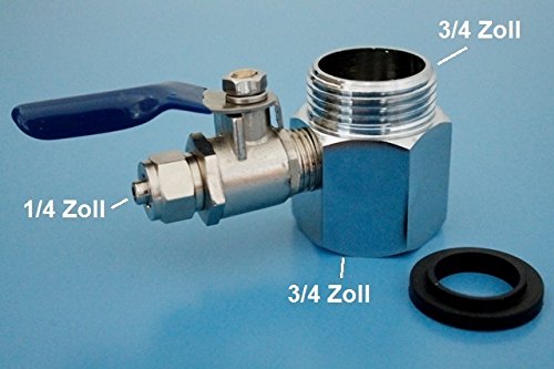 Wasseranschluss Adapter SET 3/4" mit 1/4" Absperrhahn aus Messing für Wasserfilter Osmoseanlage Side by Side Kühlschrank Filter Wasserhahn und Umkehr Osmose Schlauch Verbinder von Planet-Aqua