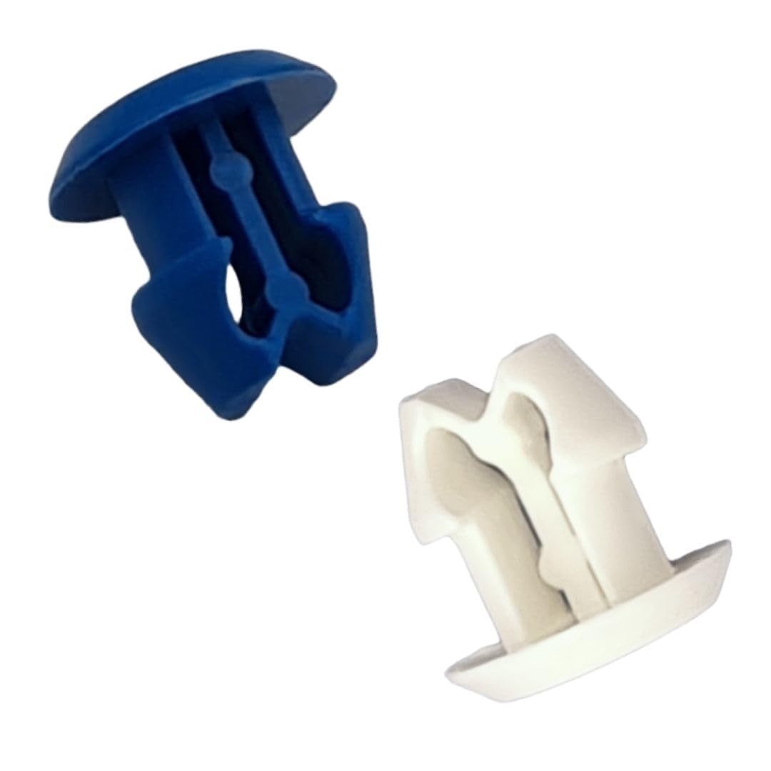 Set mit Nieten aus Nylon (Kunststoff), einfach zu montieren, für Kennzeichenbefestigungen, Standardgröße, Auto, Motorrad, Lieferwagen – Blau und Weiß – 200 Stück Plastic Hardware Store von Plastic Hardware Store