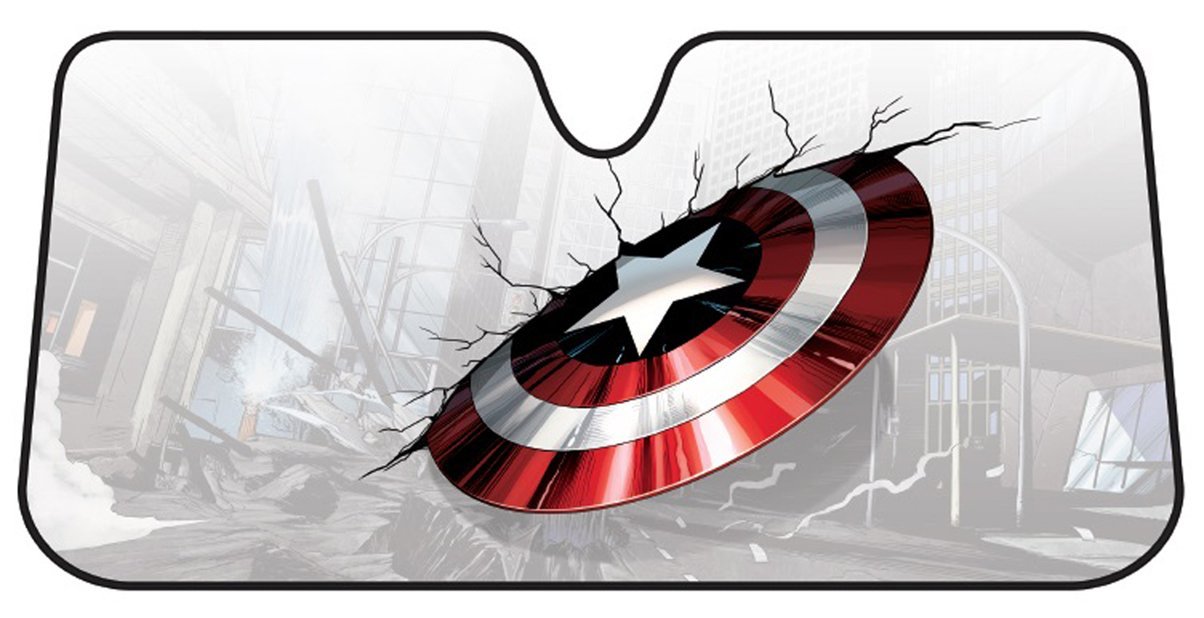 Plasticolor 003756R01 Captain America Marvel Broken Shield Akkordeon Bubble Sonnenschutz von Plasticolor