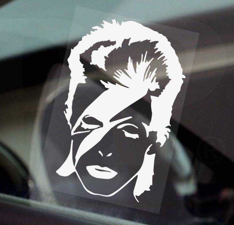 1 x David Bowie White onto Clear Ziggy Stardust Vinyl-Aufkleber Aladin Sane Album Schild Auto Van Fahrzeug Fenster Siger Musik Dance Fenster Weiß Klar Song Major Tom 140 x 80 mm Etiketten von Platinum Place