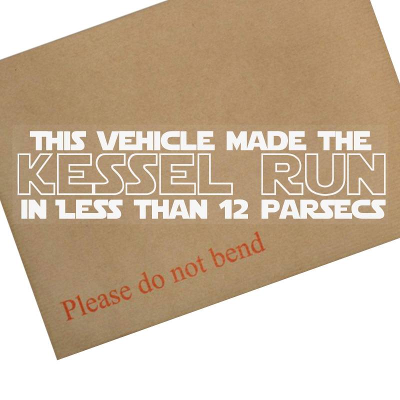 1 x Fahrzeug macht die Kessel Run 12 parsecs-window, Auto, Van, Aufkleber, Zeichen, Meme von Platinum Place