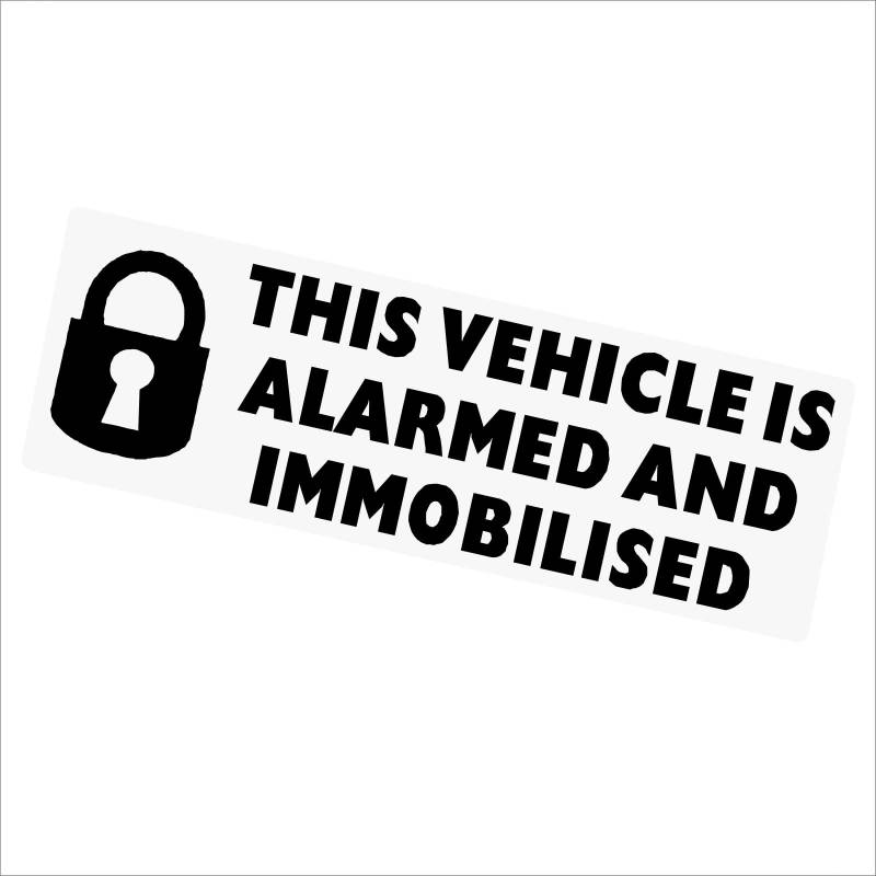 5 x Aufkleber Fahrzeug ist alarmiert und bewegungsunfähig Vorhängeschloss interne Sicherheitsschilder im Auto Etiketten Warnung Sicherheit Rot 75x25mm Schwarz Padlock BLACK von Platinum Place