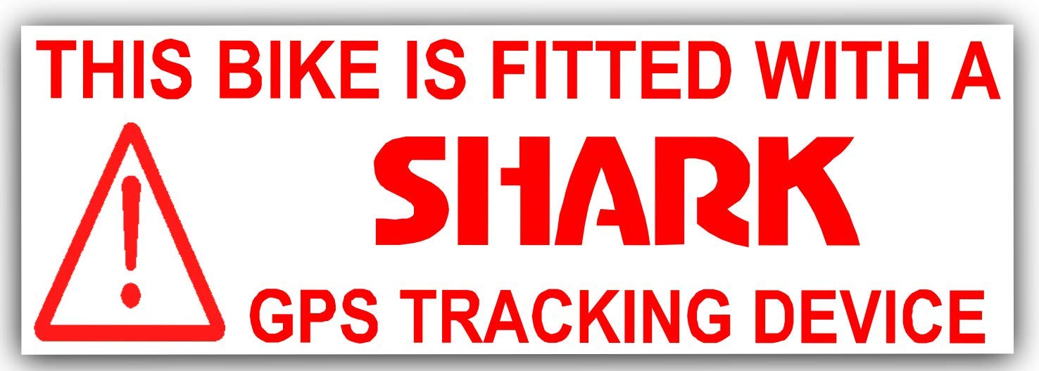 5 x Bike Sicherheit stickers-gps tracker-30 X 87 mm-tracking Gerät, warning-mountain, Fahrrad, Racing, Bike, Radfahren, Motorrad, Motorrad, bmx-shark Alarmanlagen von Platinum Place
