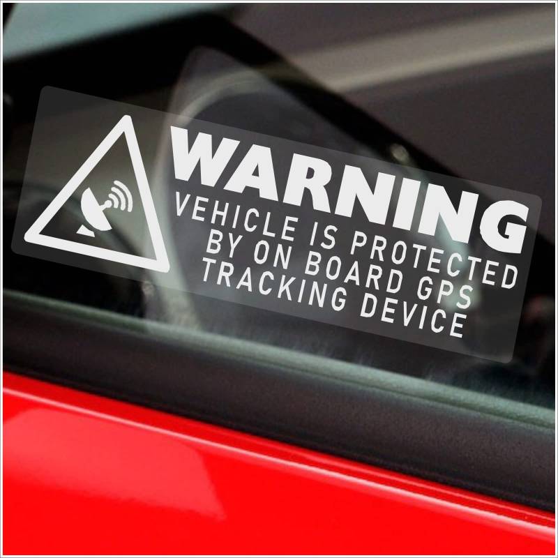 Warnhinweis-Aufkleber, mit englischer Aufschrift "On Board GPS Tracking Device", für Auto/Lieferwagen/Boot/Fahrrad, Hinweisschild für Sicherheit, Schutz, Alarm, 5 Stück 75mm x 25mm von Platinum Place