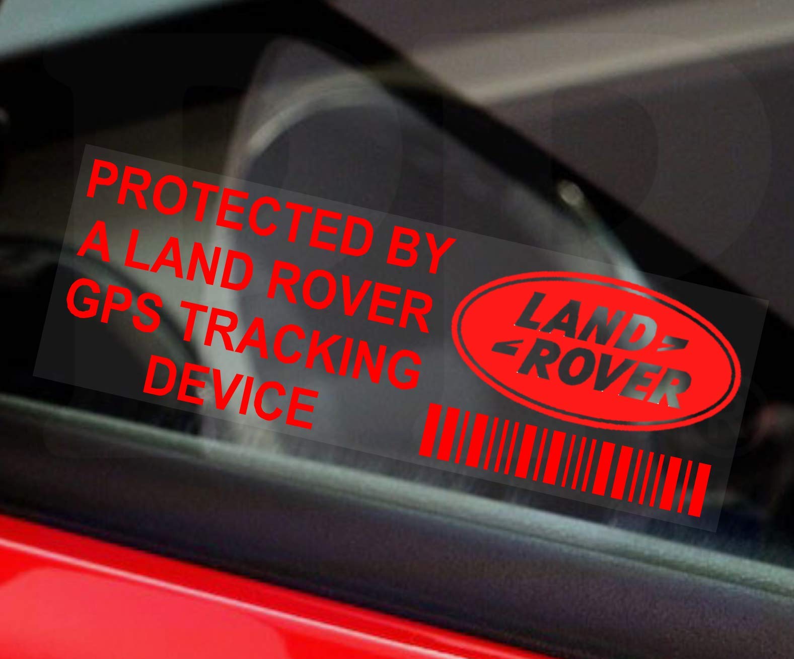 5 x KFZ-Aufkleber, Aufschrift Protected by a PPLandRoverGPSRED GPS Tracking Device, Fensteraufkleber, 87 mm x 30 mm, für PKW und Kleinbusse, Rot, 5 Stück von Platinum Place