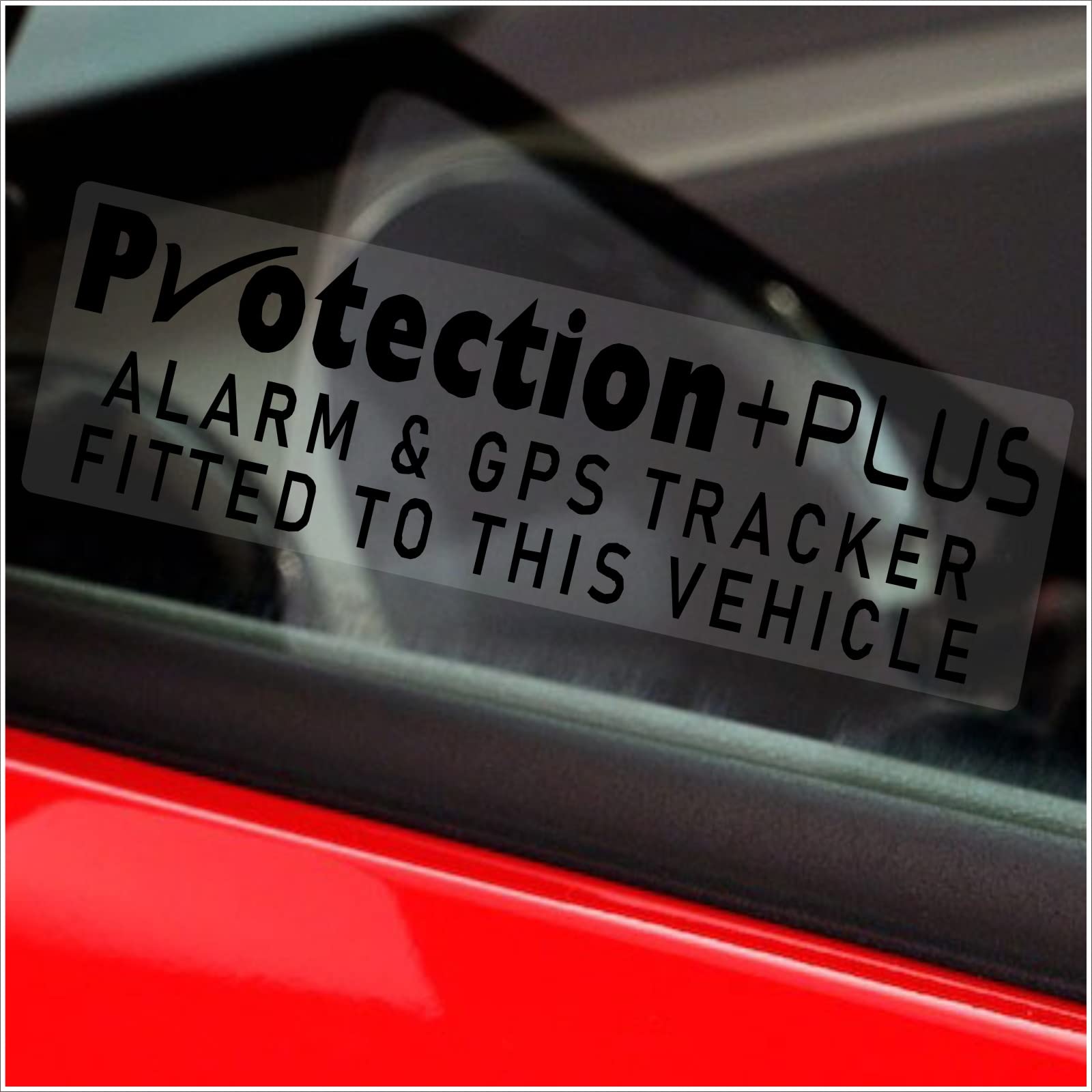 Warn-Aufkleber für Fenster, 5 Stück, schwarz, Aufschrift: „Protection Plus - Alarm System & GPS Tracker“, 75 x 25mm, für Auto, Lieferwagen - Warnung, Abschreckung, Sicherheit von Platinum Place