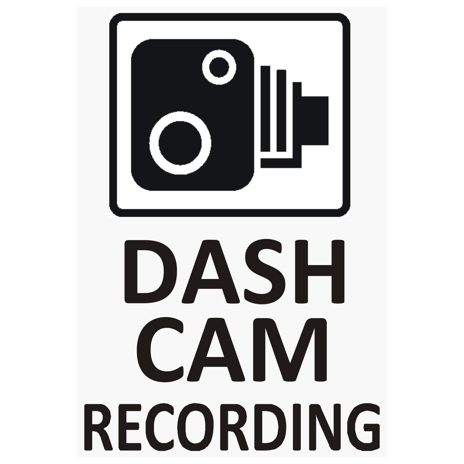 Autofenster-Aufkleber „Dash Cam Recording“, schwarz auf transparentem Hintergrund, 60 x 87 mm, für Auto, Lkw, Transporter, Taxi, Mini, Bus, Go Pro, 4 Stück von Platinum Place