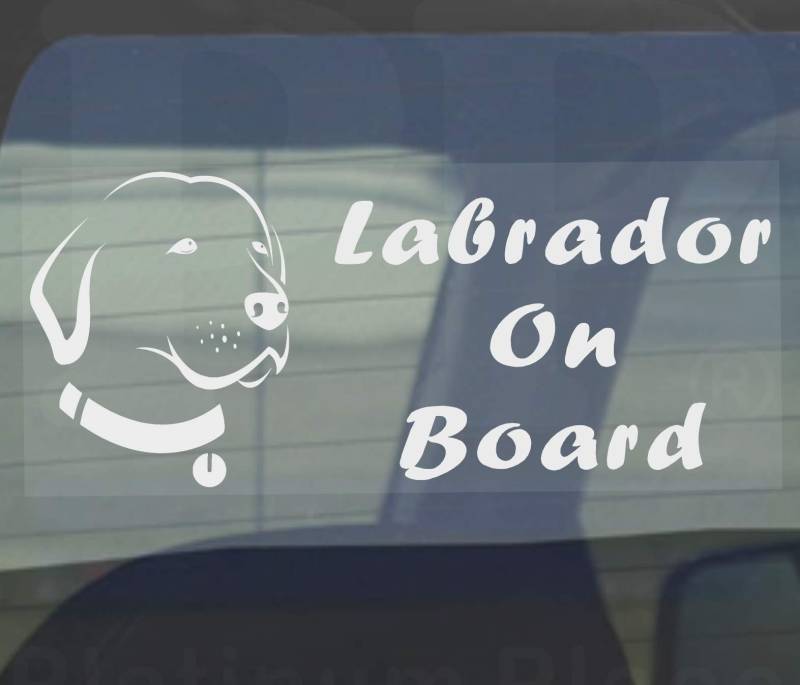 Autofensteraufkleber „Labrador On Board“ mit Hundemotiv, Vinyl, Goldfarben von Platinum Place