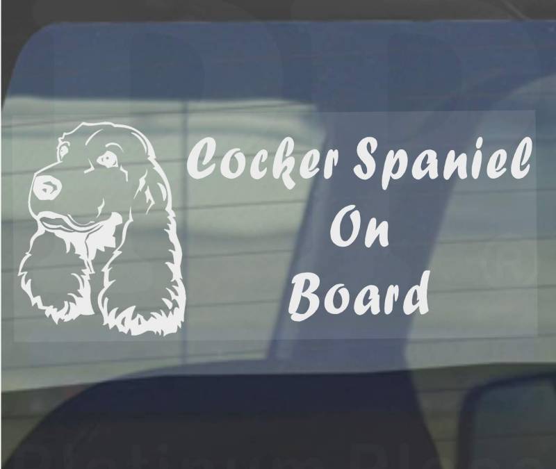 "Cocker Spaniel on Board" Autoaufkleber mit englischem Schriftzug, Van-Fensterbild von Platinum Place