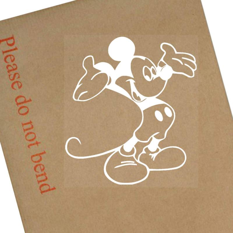 Platinum Place 1 x Mickey Mouse stehender Autofenster-Aufkleber aus weißem Vinyl, für Stoßstange, Kind, Schild, Micky von Platinum Place