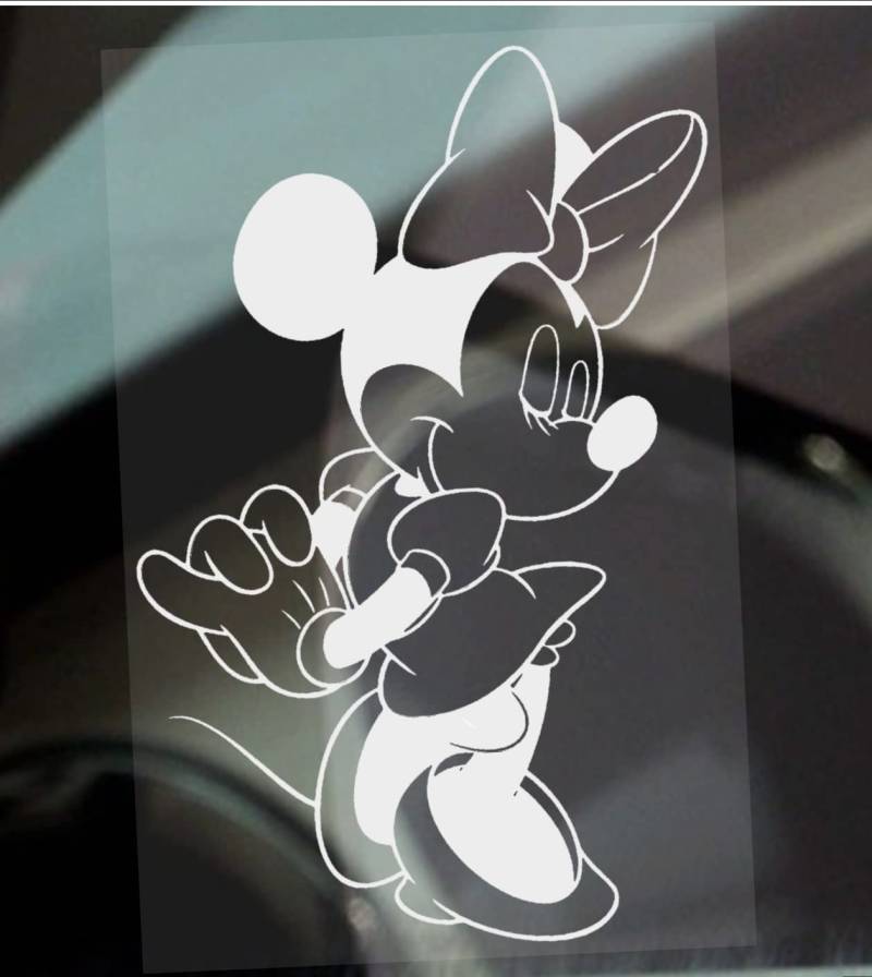 Platinum Place 1 x Minnie Maus stehender Auto-Fenster-Aufkleber aus weißem Vinyl. von Platinum Place