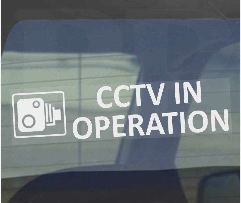 Platinum Place Aufkleber/Sticker CCTV in Operation (Überwachungskamera im Einsatz), englischsprachig, zum Anbringen auf Fensterscheiben von Kfz, LKW, Taxi, Bus usw, 20 x 5 cm, 2 Stück von Platinum Place