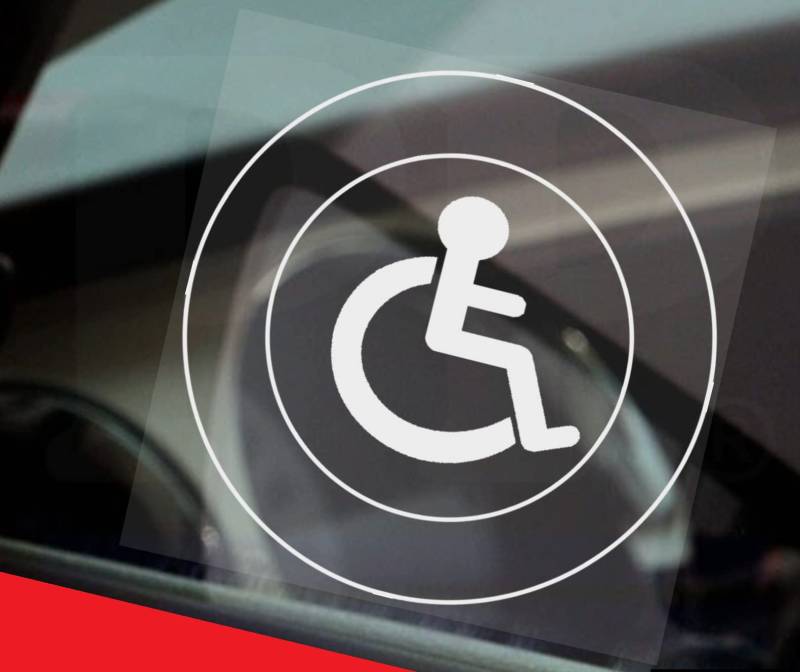 Platinum Place Fensteraufkleber, Motiv Behinderten-Logo, rund, für Auto, Abzeichen, Hinweise, Warnung, Rollstuhl, Fahrer, Blau, 1 Stück 100mm von Platinum Place