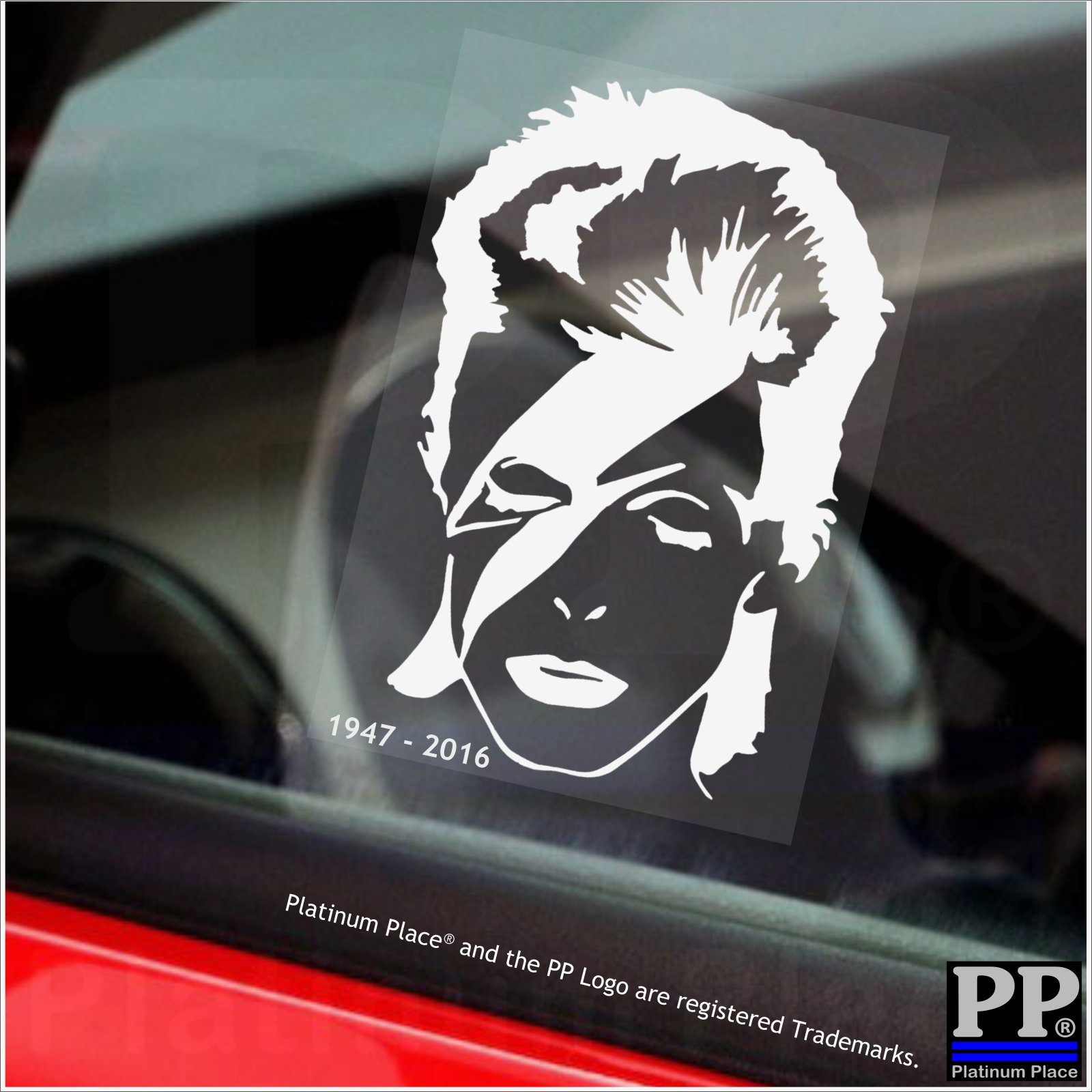 1 x David Bowie With Dates Ziggy Stardust Vinyl-Aufkleber Aladin Sane Album Schild Auto Van Fahrzeug Fenster Siger Musik Dance Fenster Weiß Klar Song Major Tom Geburt Tod 140 x 80 mm Etiketten von Platinum Place